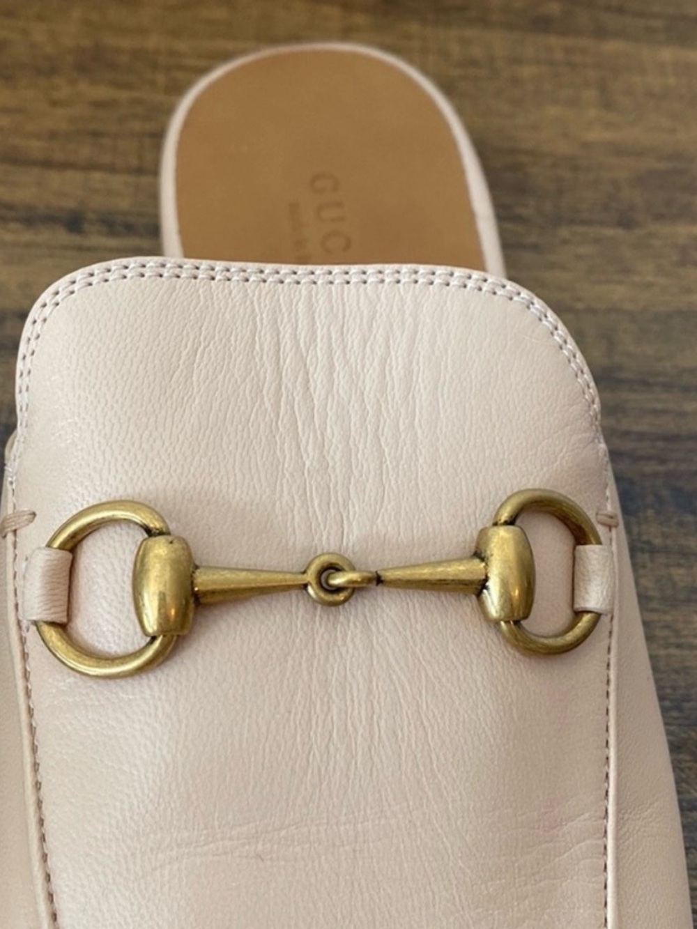 Gucci Blush Color Leather Horsebit Backless Mules Sz 38.5 New with Dustbag. - Picture 5 of 5